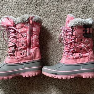 Pink Snowflake Winter Boots